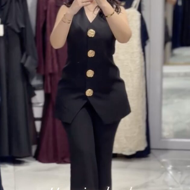 -طقم نسائي أنيق بأزرار ذهبية ✨👑model Bouton